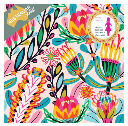 Charity boxed Christmas cards supporting Breast Cancer Network Australia