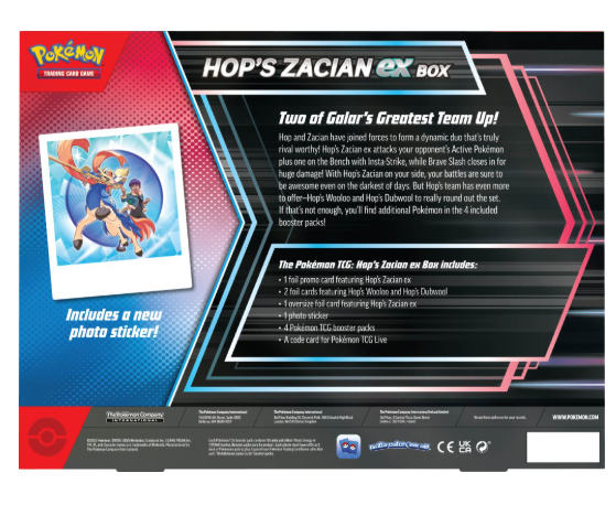 POKÉMON TCG: Hop's Zacian ex Box