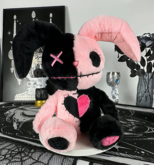Goth Voodoo Pink and Black Bunny Plush