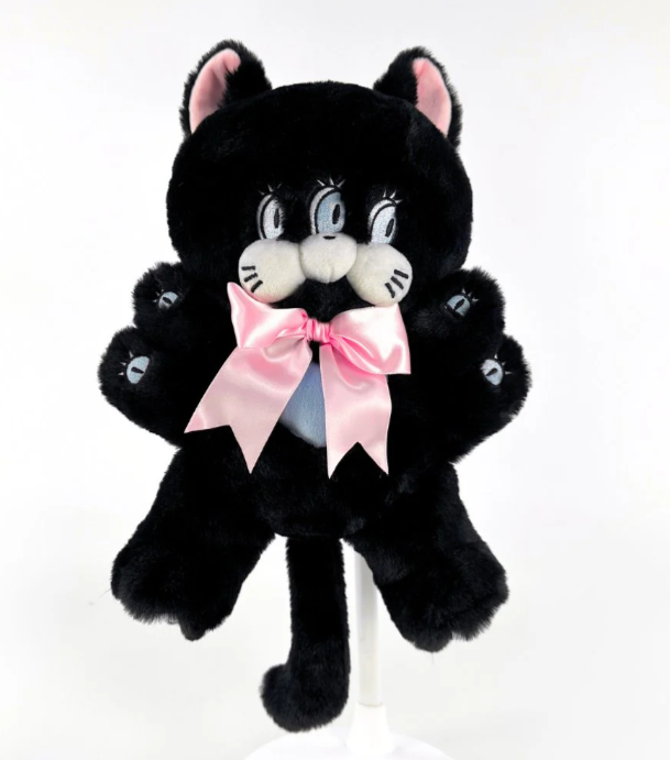 Goth Black Cat Spider Eyes Plush