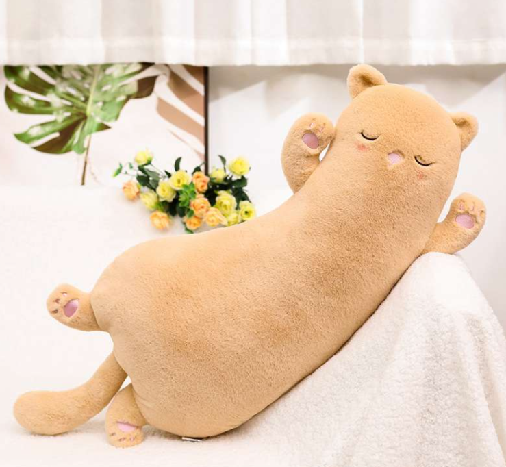 Kawaii Black Cat Plush Large Pillow Brown