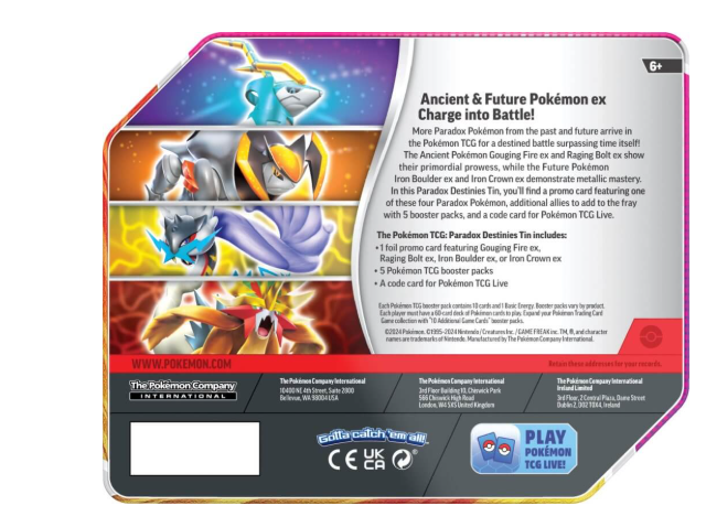 POKÉMON TCG Paradox Destinies Tin