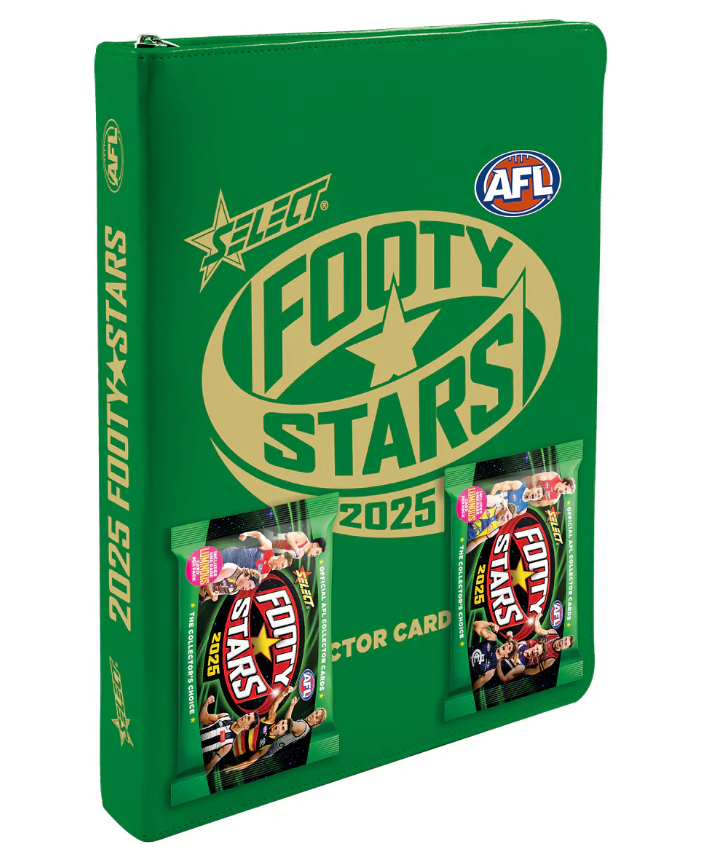 2025 AFL Footy Stars Vinyl Album + 2 Packs Cards