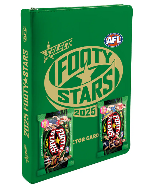 2025 AFL Footy Stars Vinyl Album + 2 Packs Cards