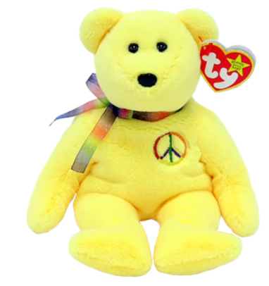 TY Beanie Babies Peace II - Yellow Bear reg