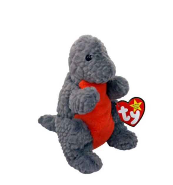 Ty Beanie Baby Emmett Gray Dinosaur