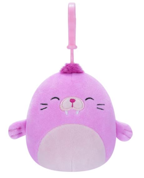 3.5” Squishmallows Clip-On, Pepper the Pink Walrus