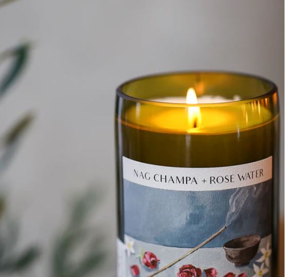 Candle - Nag Champa & Rose Water, Unwind Candle Co.