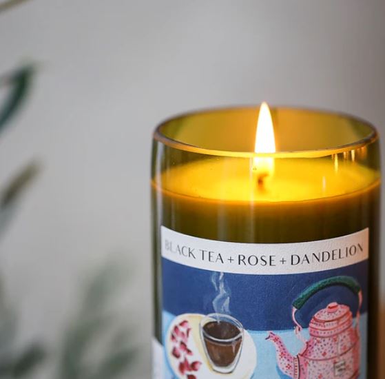 Candle - Black Tea + Rose & Dandelion, Unwind Candle Co.