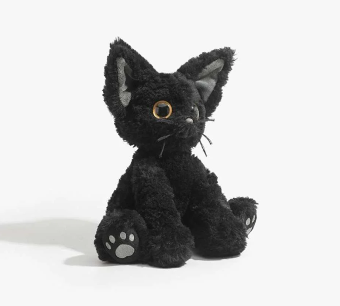 Goth Devon Rex Black Cat Stuffed Animal