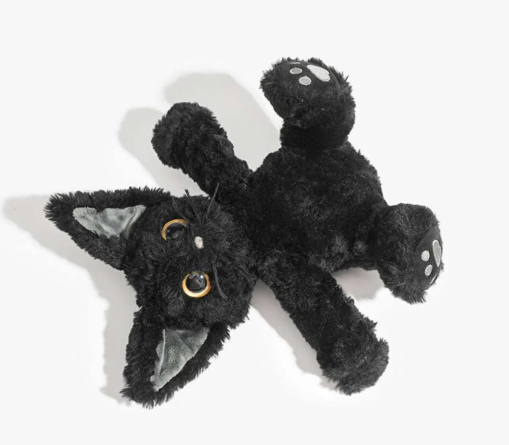 Goth Devon Rex Black Cat Stuffed Animal