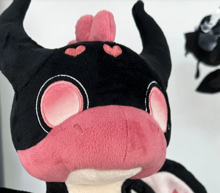 Cute Goth Fire Dragon Plush Dusty Rose