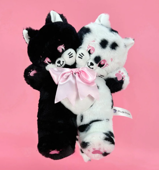 Goth Black And White Two-Headed Stuffed Cat