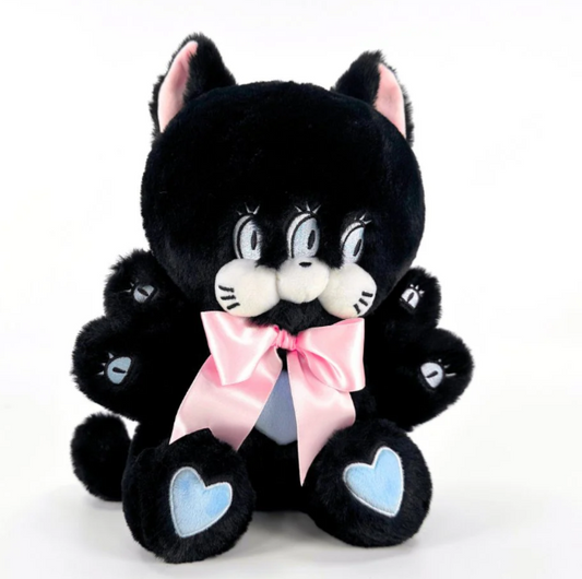 Goth Black Cat Spider Eyes Plush