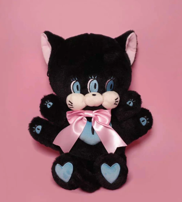 Goth Black Cat Spider Eyes Plush