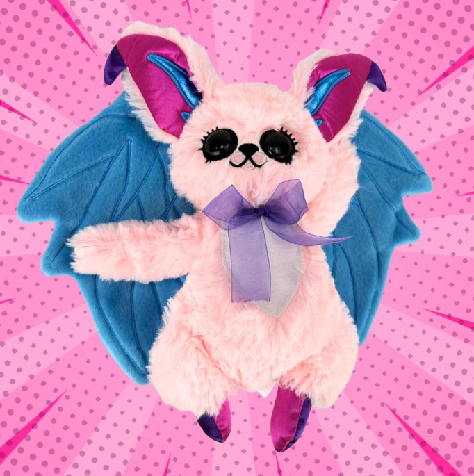 Cute pink fluffy bat stuffed animal