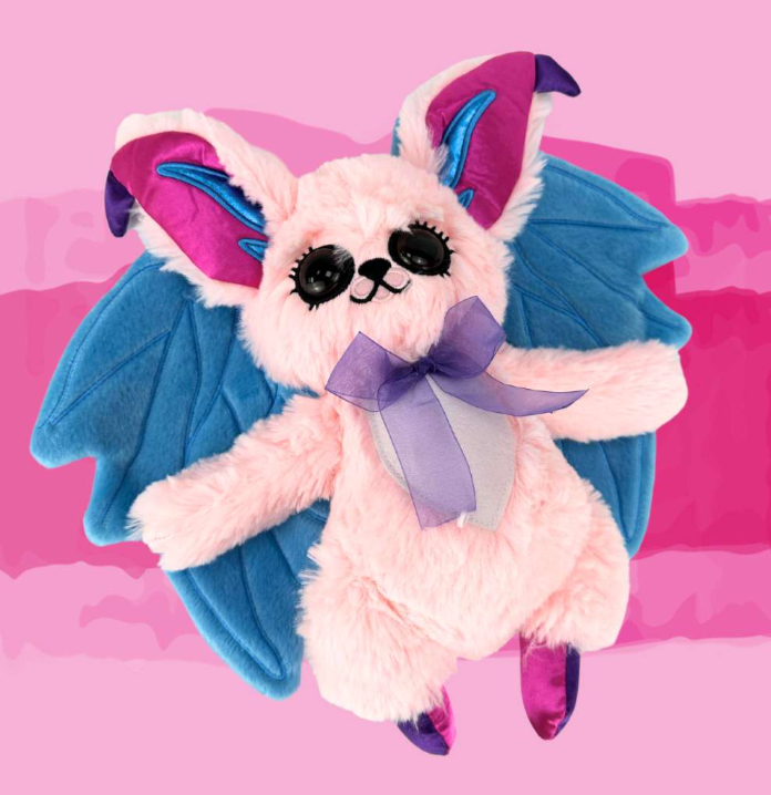 Cute pink fluffy bat stuffed animal