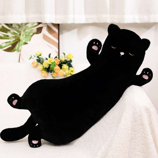 Kawaii Black Cat Plush Large Pillow Black