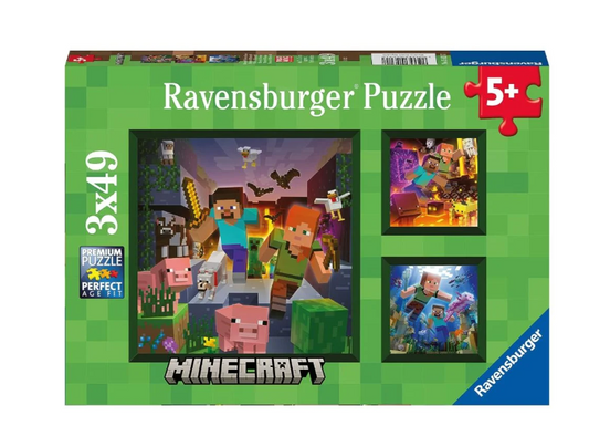 Ravensburger Minecraft Biomes 3 x 49 Piece Jigsaw Puzzle