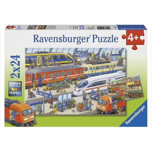 RAVENSBURGER 2×24 PIECE BUSY TRAIN STATION