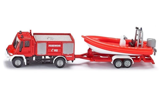 Siku Unimog Fire Engine With Boat 1:87 scale diecast metal SI1636