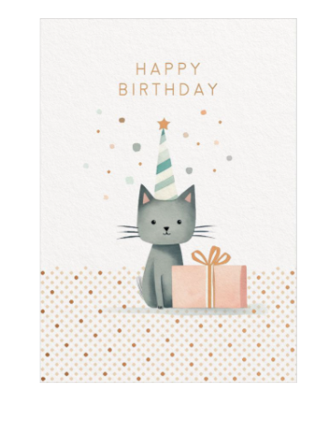 Foil Card - Happy Birthday Cat