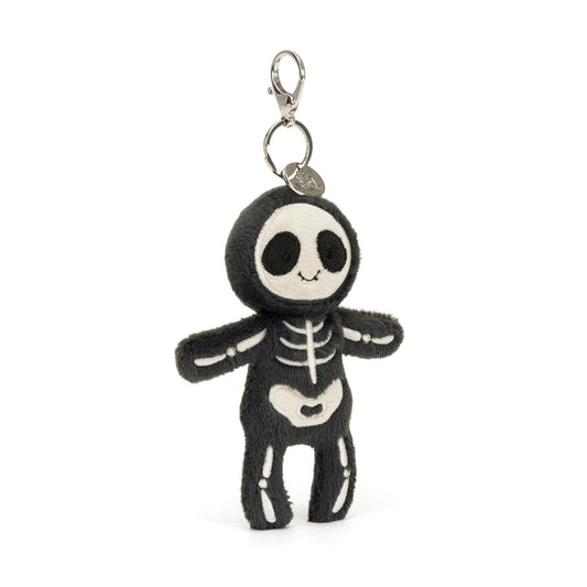 ellycat Skeleton Bob Bag Charm Black & White