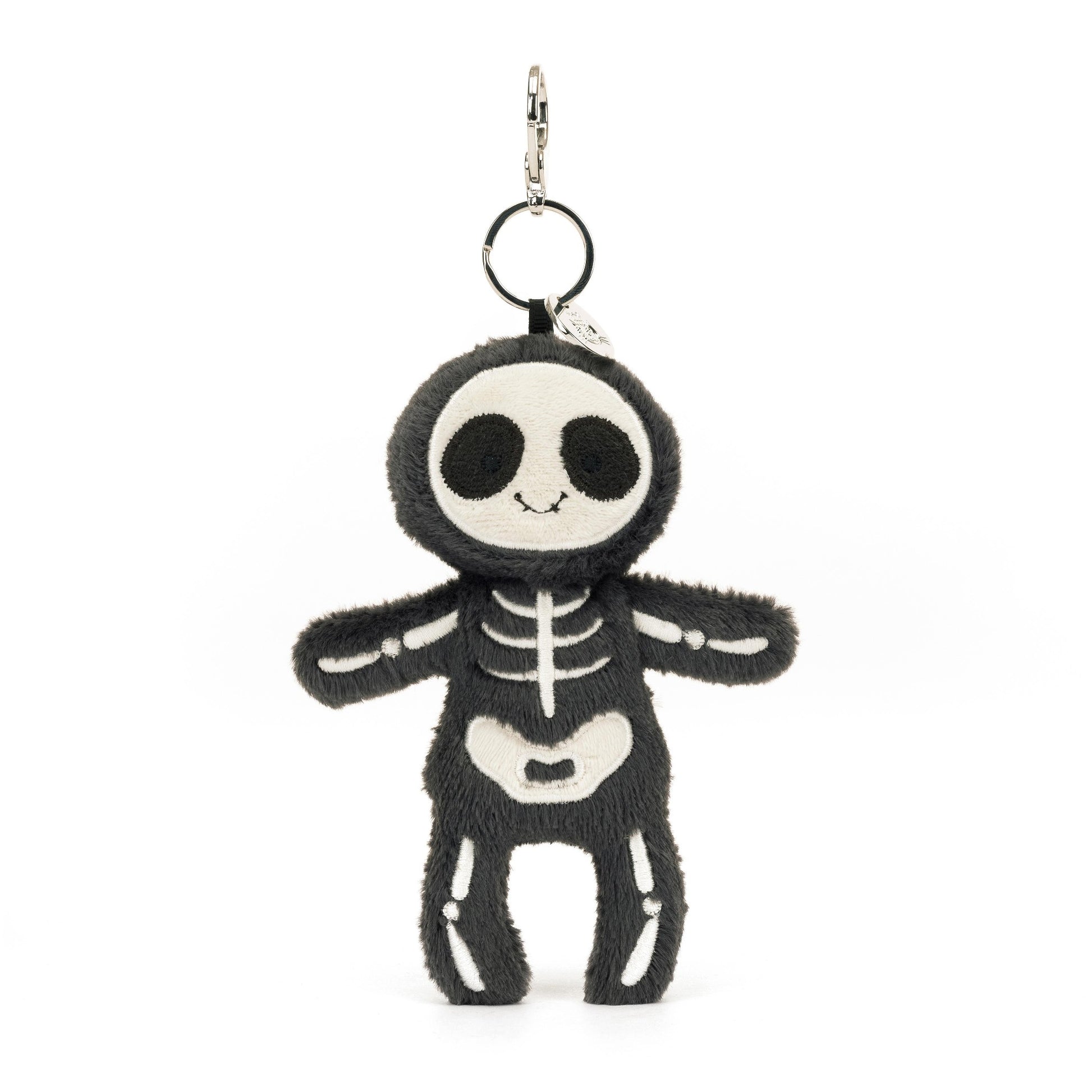 ellycat Skeleton Bob Bag Charm Black & White