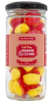 Scott Bros Candy Vintage Rhubarb & Custard Boiled Sweets Jar 155g Aust Made