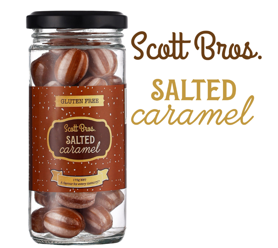 Scott Bros Candy Salted Caramel Boiled Sweets Jar 155g 