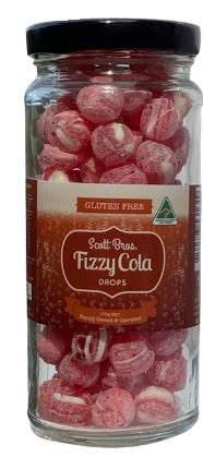 Scott Bros Candy Vintage Fizzy Cola Drops Boiled Sweets Jar 155g Aust Made
