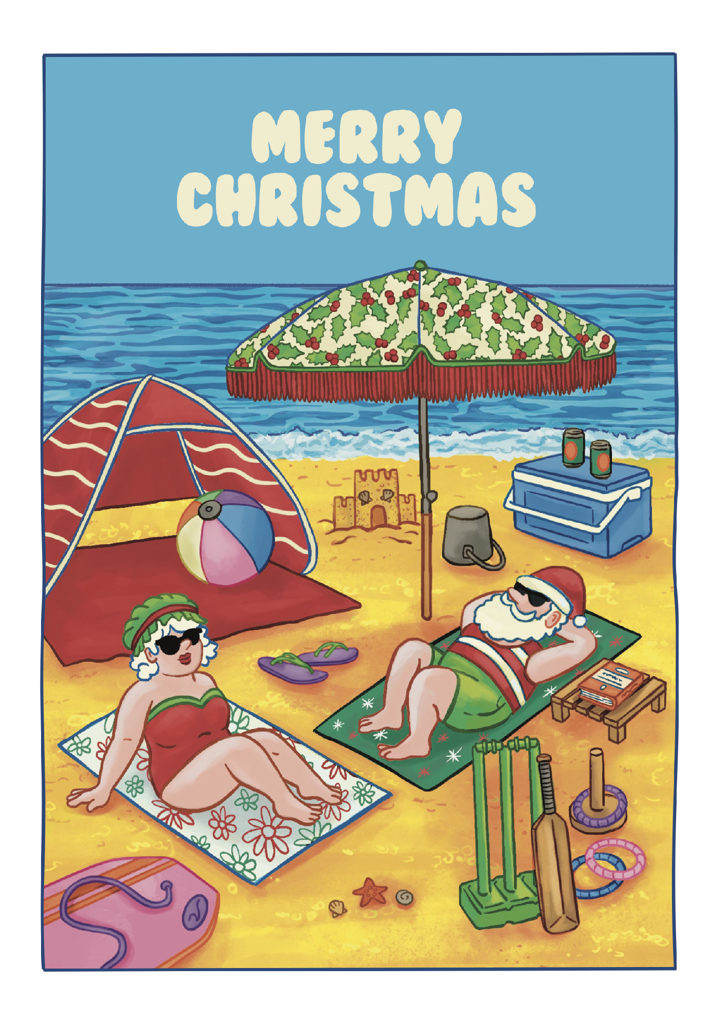 Kids Help Line - Santa Beach Day - 10 Charity Christmas Cards Pack