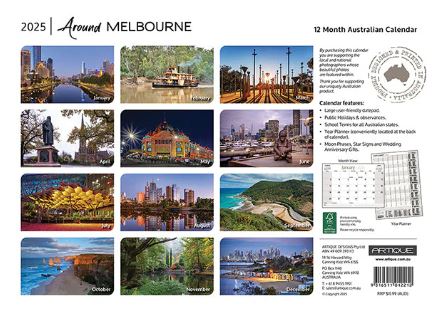 2025 Around Melbourne - Horizontal Wall Calendar