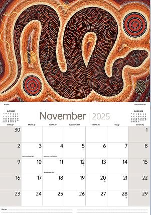 2025 Aboriginal Art - Horizontal Wall Calendar