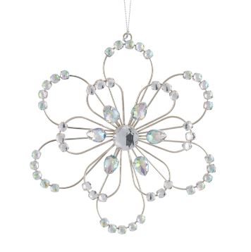 Wire Jewelled Silver Flower Ornament