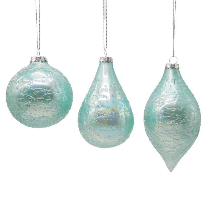 Glass Teal Bauble Ornament