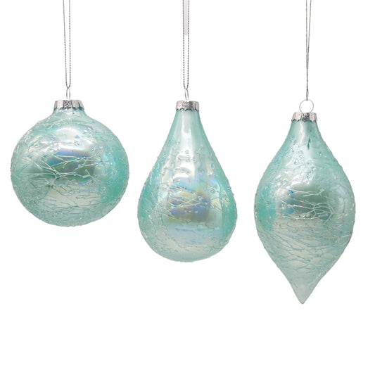 Glass Teal Bauble Ornament