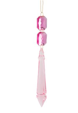 Acrylic Hanging Jewel Drop Narrow Pink