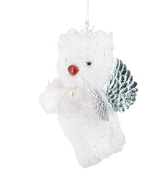 Fabric White Hanging Bear Ornament 