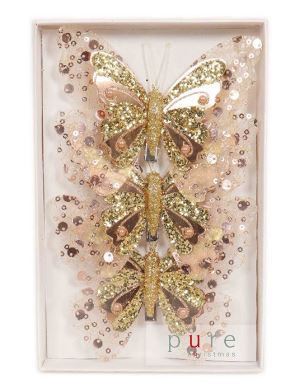 Feather Champagne Butterfly Pack Of 3 