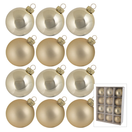 Glass 6cm Bauble Champagne Box of 12