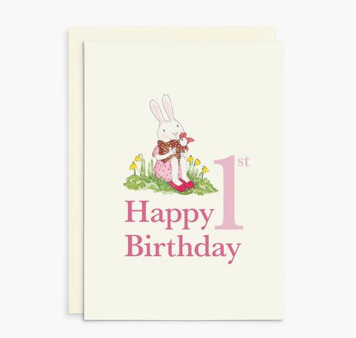 Ruby Red Shoes Pink 1st Birthday Card