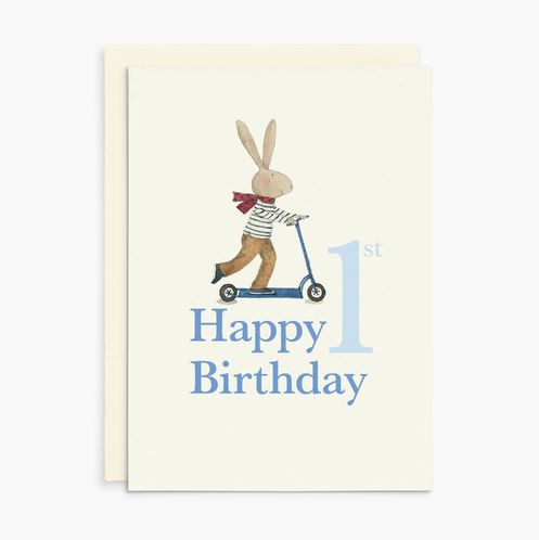 Ruby Red Shoes blue 1st birthday card