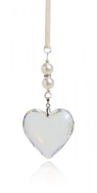 Wedding Charms - Delicate Glass Heart with Pearls