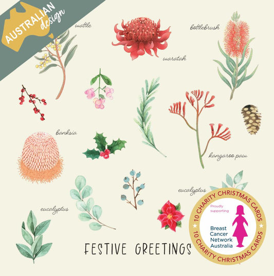 BCNA - Australian Flora - 10 Charity Christmas Cards Pack