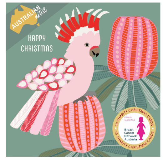 BCNA - Pink Galah - 10 Charity Christmas Cards Pack