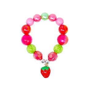 Pink Poppy - Bracelet: Hot Pink Strawberry Charm