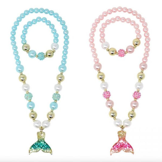 Pink Poppy - Mermaid Tail Necklace and Bracelet Set