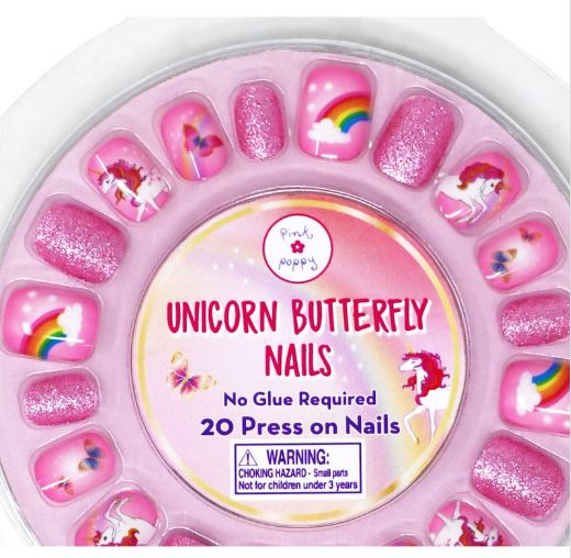 Pink Poppy - Unicorn Butterfly Press On Nails