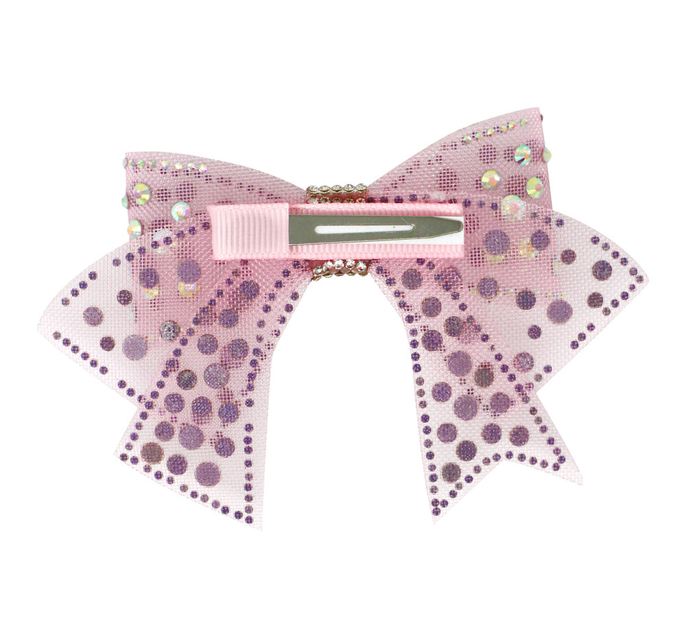 Pink Poppy - Pink Rhinestone Bow Crocodile Hair Clip 2pk